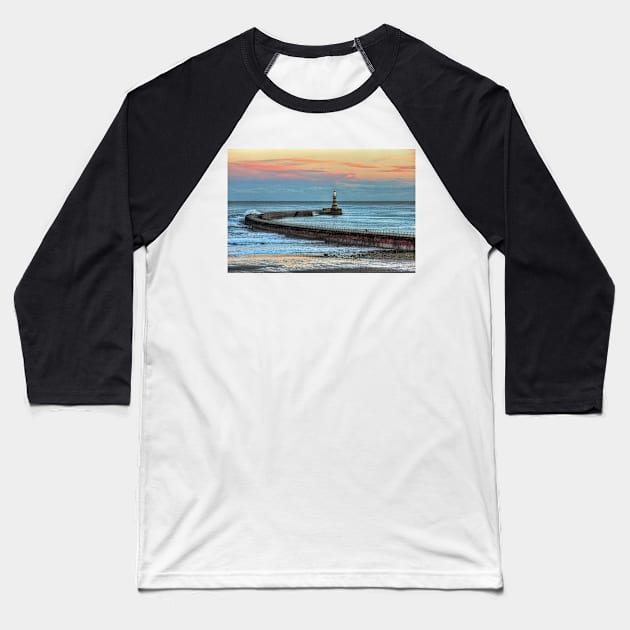 Roker Pier and Lighthouse Sunderland Baseball T-Shirt by avrilharris